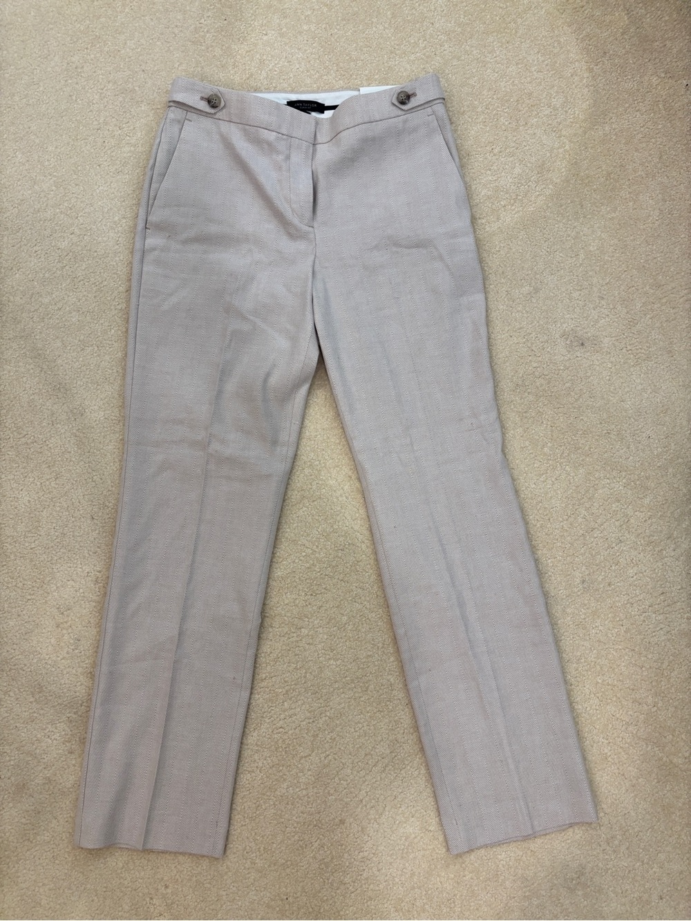 Ann Taylor Curvy Fit Tan White Dress Pants Size 6